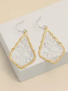 LeCalla 925 Sterling Silver 14KT Gold-Plated Two-Tone Boho Filigree Teardrop Drop Earrings
