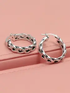 LeCalla 925 Sterling Silver-Plated Chunky Chain Round Shape Click-Top Hoop Earring