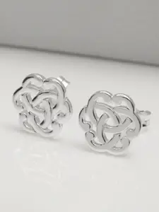 LeCalla 925 Sterling Silver-Plated Italian Design Infinity Interlocking Celtic Knot Studs