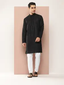 See Designs Men Embroidered Sequinned Chanderi Silk Kurta with Pyjamas