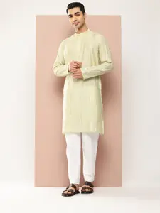 See Designs Men Embroidered Sequinned Chanderi Silk Kurta with Pyjamas