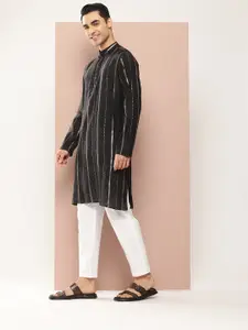 See Designs Men Embroidered Sequinned Chanderi Silk Kurta with Pyjamas