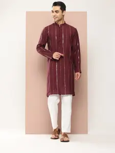 See Designs Men Embroidered Regular Sequinned Chanderi Silk Kurta with Pyjamas