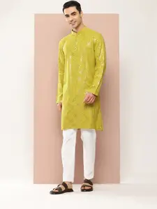 See Designs Men Embroidered Sequinned Kurta with Pyjamas