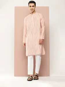 See Designs Men Embroidered Sequinned Chanderi Silk Kurta with Pyjamas