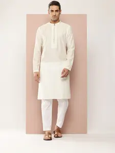 See Designs Men Embroidered Sequinned Chanderi Silk Kurta with Pyjamas