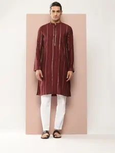 See Designs Men Embroidered Sequinned Chanderi Silk Kurta with Pyjamas