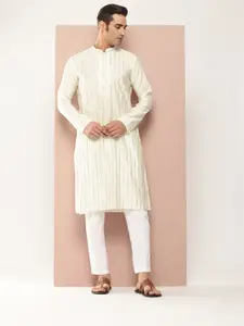 See Designs Embroidered Sequinned Chanderi Silk Kurta with Pyjamas