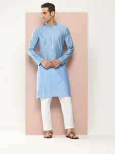 See Designs Embroidered Sequinned Chanderi Silk Kurta with Pyjamas