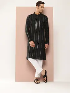 See Designs Embroidered Sequinned Chanderi Silk Kurta with Pyjamas