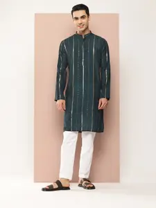 See Designs Embroidered Regular Sequinned Chanderi Silk Kurta with Pyjamas