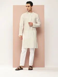 See Designs Embroidered Sequinned Chanderi Silk Kurta with Pyjamas