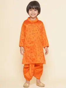 Sethukrishna Boys Geometric Mandarin Collar Printed Straight Kurta