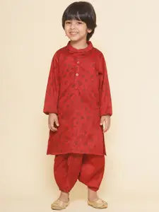 Sethukrishna Boys Geometric Mandarin Collar Printed Straight Kurta
