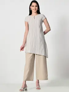 BAESD Striped Cotton Sequins Straight Kurta
