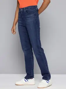 Levis Women Slim Straight Fit High-Rise Heavy Fade Stretchable Jeans