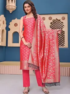 BAESD Floral Woven Design Square Neck Straight Kurta