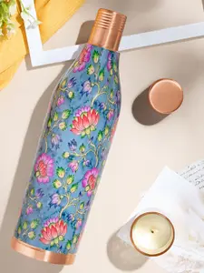 BOROSIL Quinn Navy Blue & Copper-Toned Printed Pure Copper Water Bottle 800ml