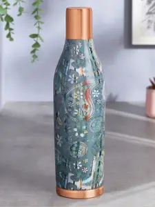 BOROSIL Vera Blue & Copper-Toned Printed Pure Copper Water Bottle 1.1L