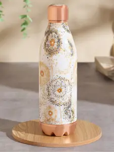 BOROSIL Vasta Copper-Toned & Orange Printed Pure Copper Water Bottle 700ml