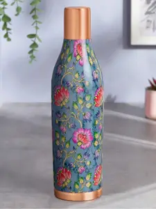 BOROSIL Quinn Green & Copper-Toned Printed Pure Copper Water Bottle 1.1L