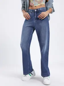 glitchez Women Mid-Rise Light Fade Relaxed Fit Jeans