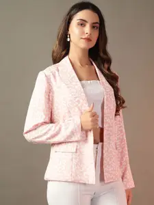 BAESD Printed Notched Lapel Open Front Blazers