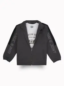 Gini and Jony Boys Typography Printed Long Sleeves Tailored Jacket With Detachable T-shirt