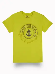 Gini and Jony Boys Typography Printed Round Neck Cotton T-shirt