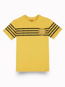 Gini and Jony Boys Striped Round Neck Cotton T-shirt