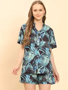 Moda Rapido Floral Printed Mandarin Collar Shirt With Shorts