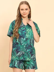 Moda Rapido Floral Printed Mandarin Collar Shirt With Shorts