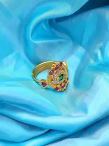 Exotic India Stone Studded Brass Adjustable Ring