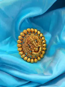 Exotic India Blessing Lord Ganesha Oval Shape Brass Ring