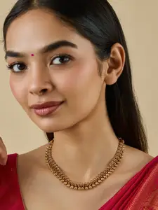 Kushal's Fashion Jewellery Gold-Plated Stone Studded Antique Necklace