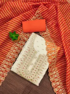 HMP Fashion Floral Embroidered Sequinned Jacquard Chanderi Unstitched Dress Material