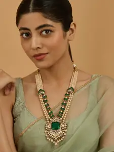 Kushal's Fashion Jewellery Victorian-Plated Kundan & Beaded Statement Necklace