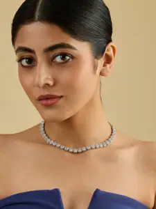 Kushal's Fashion Jewellery Rhodium-Plated Zircon Necklace
