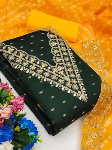 HMP Fashion Floral Embroidered Sequinned Jacquard Chanderi Unstitched Dress Material