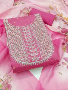 HMP Fashion Floral Embroidered Sequinned Jacquard Chanderi Unstitched Dress Material