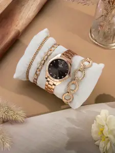 Carlton London Women Set Of 4 Watch Gift Set With Bracelet CLPLG075-Multi