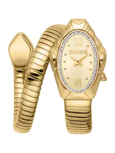 Just Cavalli Women Embellished Dial & Stainless Steel Wrap Around Straps Analogue Watch
