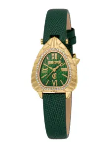Just Cavalli Women Embellished Dial & Leather Straps Analogue Watch JC1L366L0025