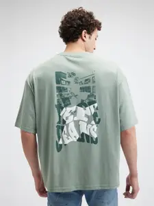 Pepe Jeans Men Graphic Printed Round Neck Cotton Oversized T-shirt