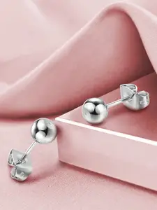 Peora Stainless Steel Silver-Plated Circular Shaped Studs