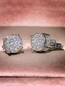 Peora Silver-Plated Cubic Zirconia Studded Circular Shaped Studs