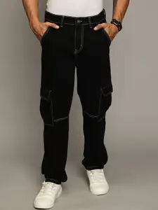 The Roadster Lifestyle Co Men Pure Cotton Loose Fit Mid-Rise Cargo Styles Jeans