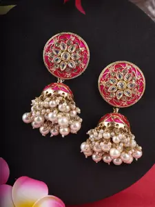 Adwitiya Collection Gold-Plated Stones Studded Dome Jhumkas