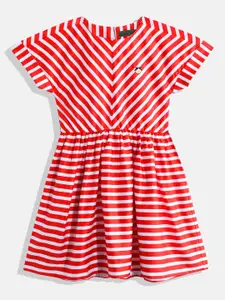 Allen Solly Junior Girls Pure Cotton Candy Striped A-Line Dress