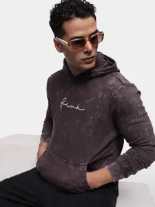 FCUK Acid Wash Printed Hooded Sweatshirt